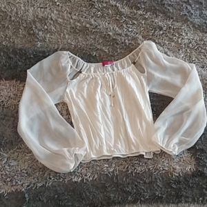 Body Central Sheer Sleeve Top Off White Medium